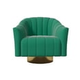 thumbnail image 4 of Green Swivel Accent Chair, Modern Velvet Barrel Armchair, Streamline Upholstered Club Chair for Living Room, Bedroom, Dorm, 4 of 5