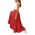 thumbnail image 3 of Ahabrexf Girls Christmas Party Dress for Girls Sleeveless Elastic Waist Knot Midi Skirt Full Length Casual, 3 of 5