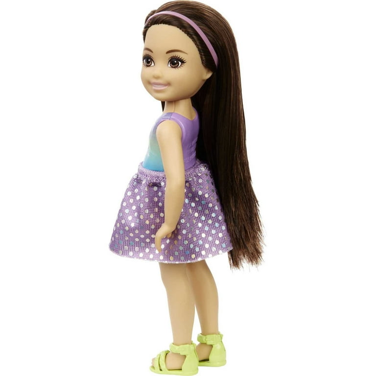 Barbie Chelsea Small Doll with Long Black Hair Brown Eyes in Removable Dress Shoes Walmart