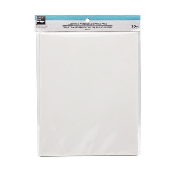 8" x 10" Assorted Watercolor Paper Pack by Artist's Loft - Rough & Linen Textures - Ideal for Watercolor Painting & Technique Practice - 12 Pack