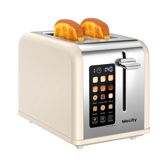 Pantalla táctil Toaster Mecity de 2 cortes, 1,5 cm de ancho, ranura de 825 W, color crema
