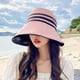 thumbnail image 5 of Sombrero de sol con ala grande para mujer, ajustable, con parte superior vacía, de 56 a 58 cm de circunferencia de la cabeza, para playa, antiultravioleta, a rayas, 5 of 5