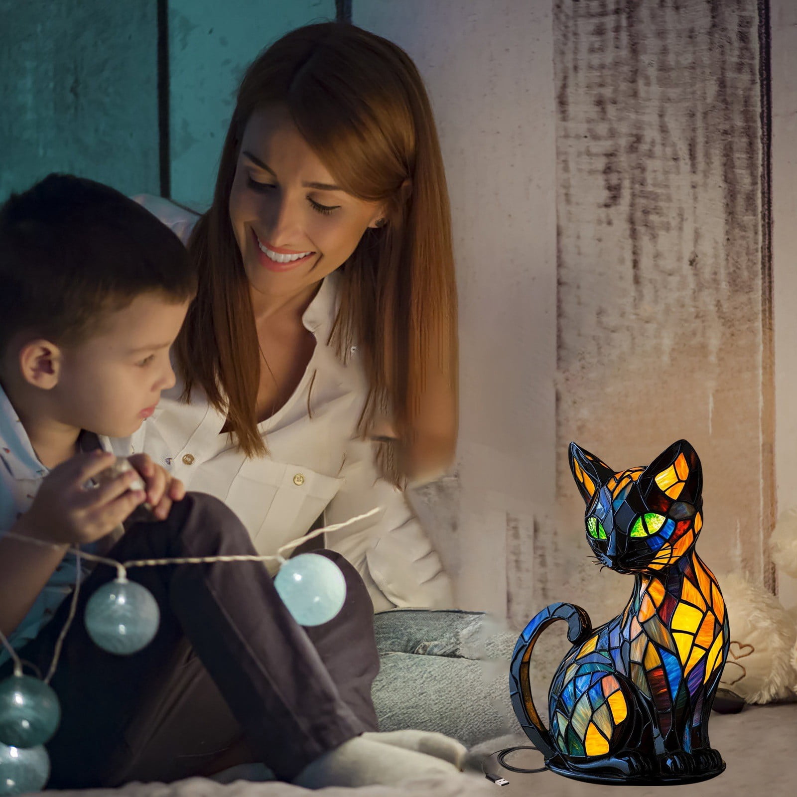 Sale Today Clearance! 2025 New Cat Lamp, Stained Resin Cat Lamp, Lamp, Retro Cats Stained Resin Tabletop Night Light, Fun And Whimsical Design