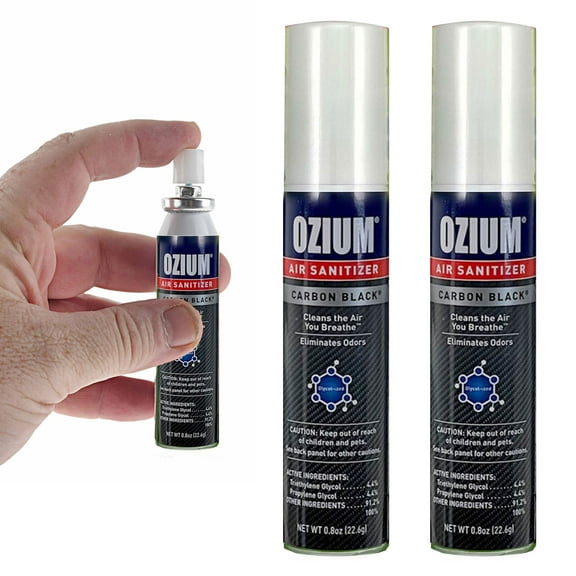 2 Pc Ozium Odor Eliminator Air Sanitizer Freshener Carbon Black Fragrance 0.08oz