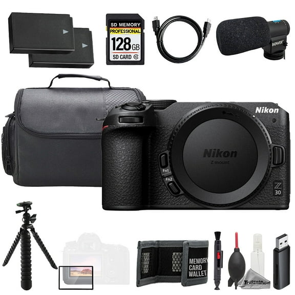 Nikon Z30 (Body)   Mic   128GB   Extra Battery  Tripod- Accessory Kit (International Version)