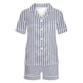 thumbnail image 4 of GERsome Womens Pajama Sets 2 Piece Sleepwear Pjs Set Short Sleeve Button Down Top and Short Stripe Loungewear S-XXL, 4 of 4
