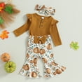 thumbnail image 2 of Fortune Barboteuse à Manches Longues Côtelée à Volants pour Bébé Fille Pantalon Évasé Citrouille Ensemble 2 Pcs Automne, 2 of 8