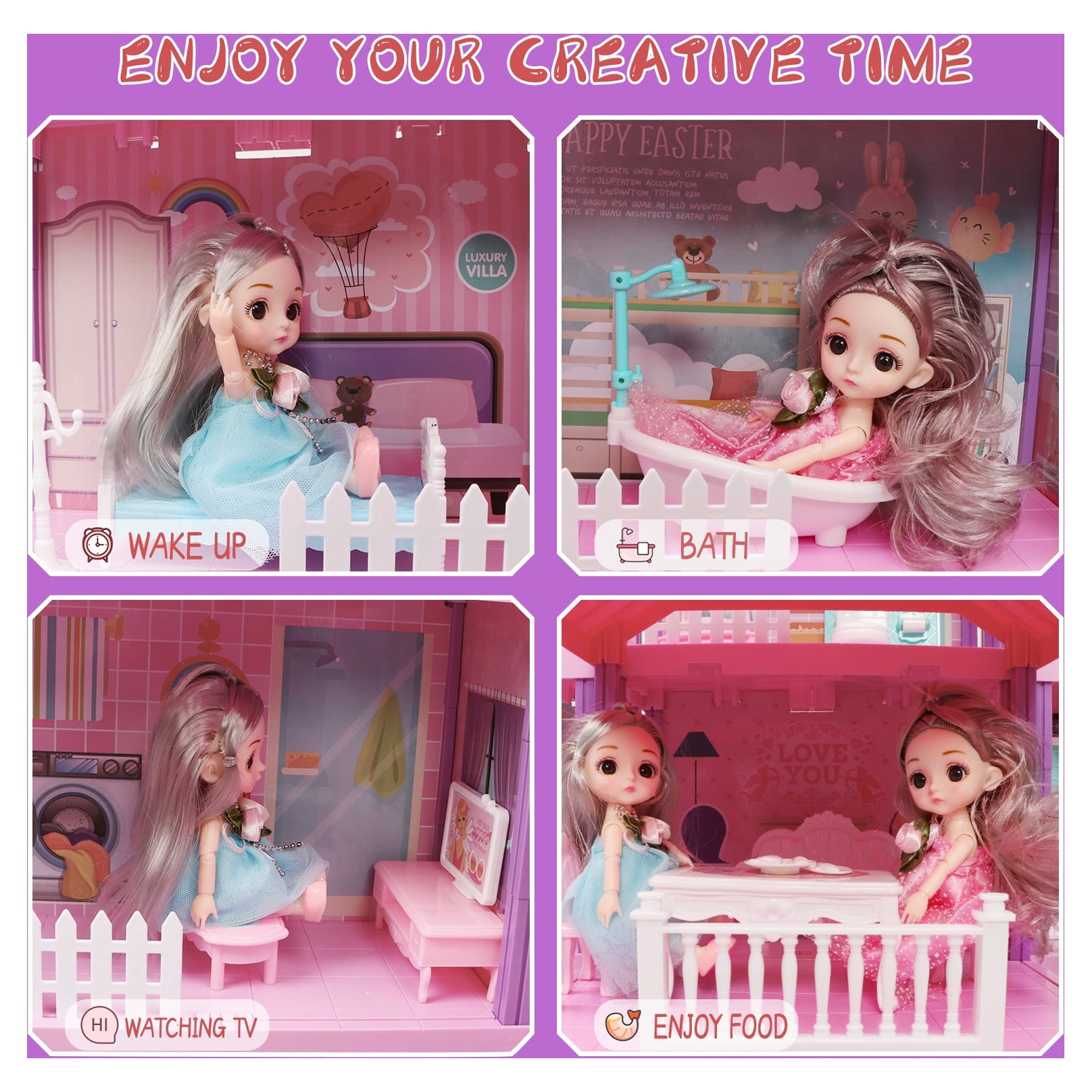 Carsky 36-Inch Dollhouse Playset, 11 Rooms with Lights photo 8