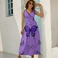 thumbnail image 5 of Purple Butterfly Dress Fashion Boho Beach Long Dresses Female Party Printed Maxi Dress, 5 of 9