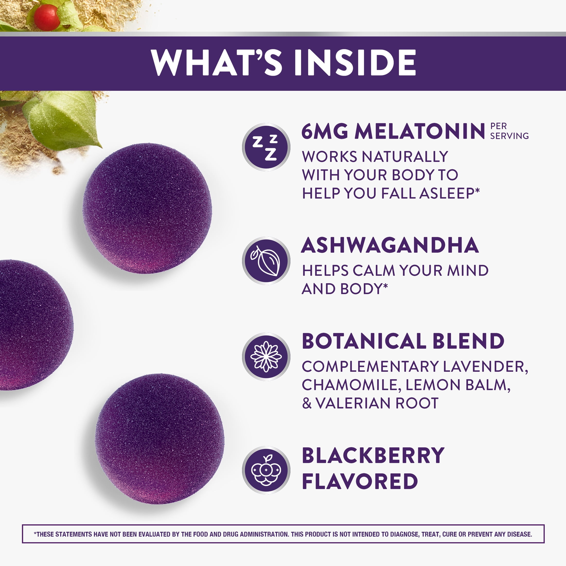 (3 pack) ZzzQuil PURE Zzzs Melatonin Triple Action with Ashwagandha, Melatonin 6mg, 30 Gummies