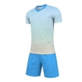 thumbnail image 5 of IFNWSV Girls Athletic Sets 2 Piece Short Sleeve Round Neck Thin and Breathable Top and Shorts with Pocket Set Blue 8-10 Years, 5 of 7