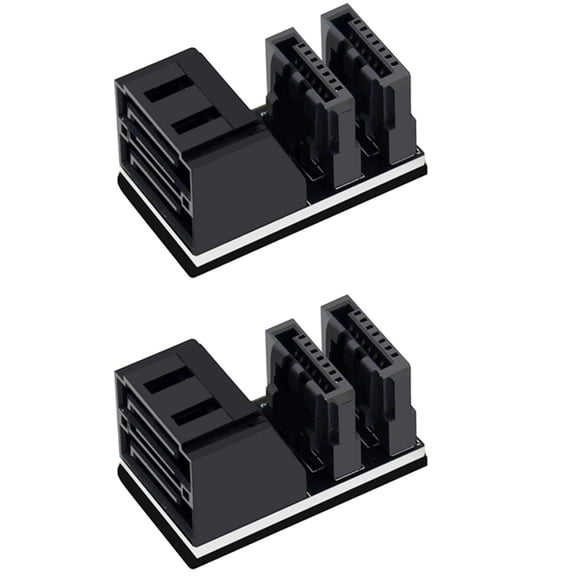2Pcs Double 7Pin Female to Double 7Pin Male 90 Degree Angled Adapter Mainboard Adapter for Desktops SSD HDD
