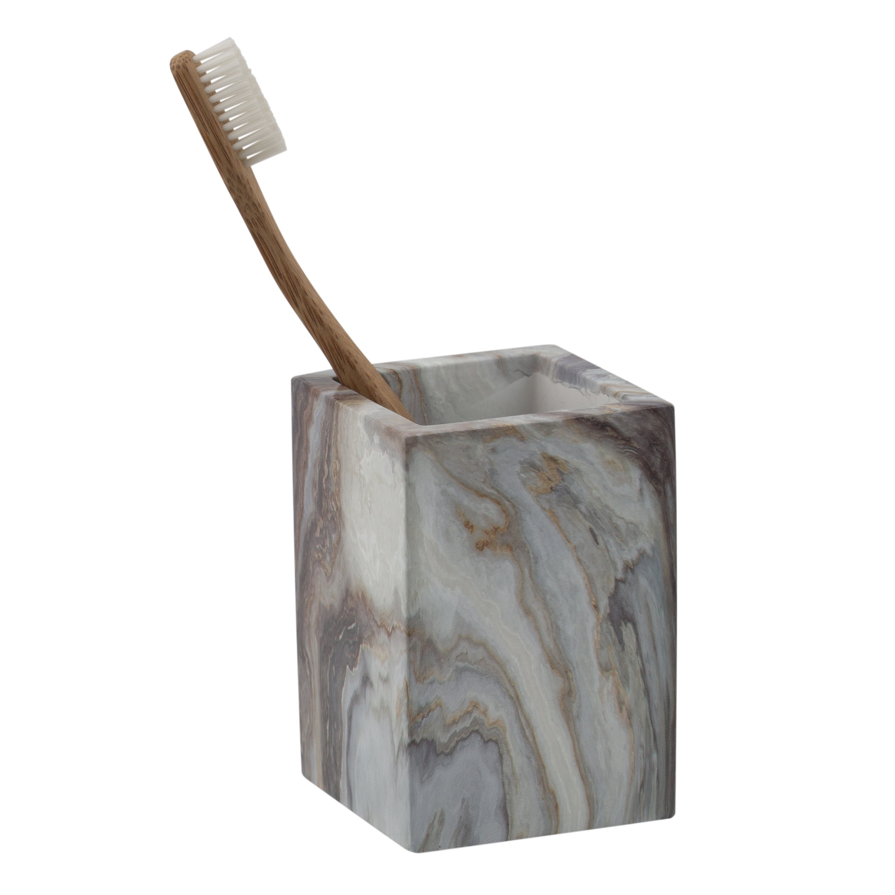 ELLE Paris Polyresin Tumbler Cup Toothbrush Holder, Gray Agate