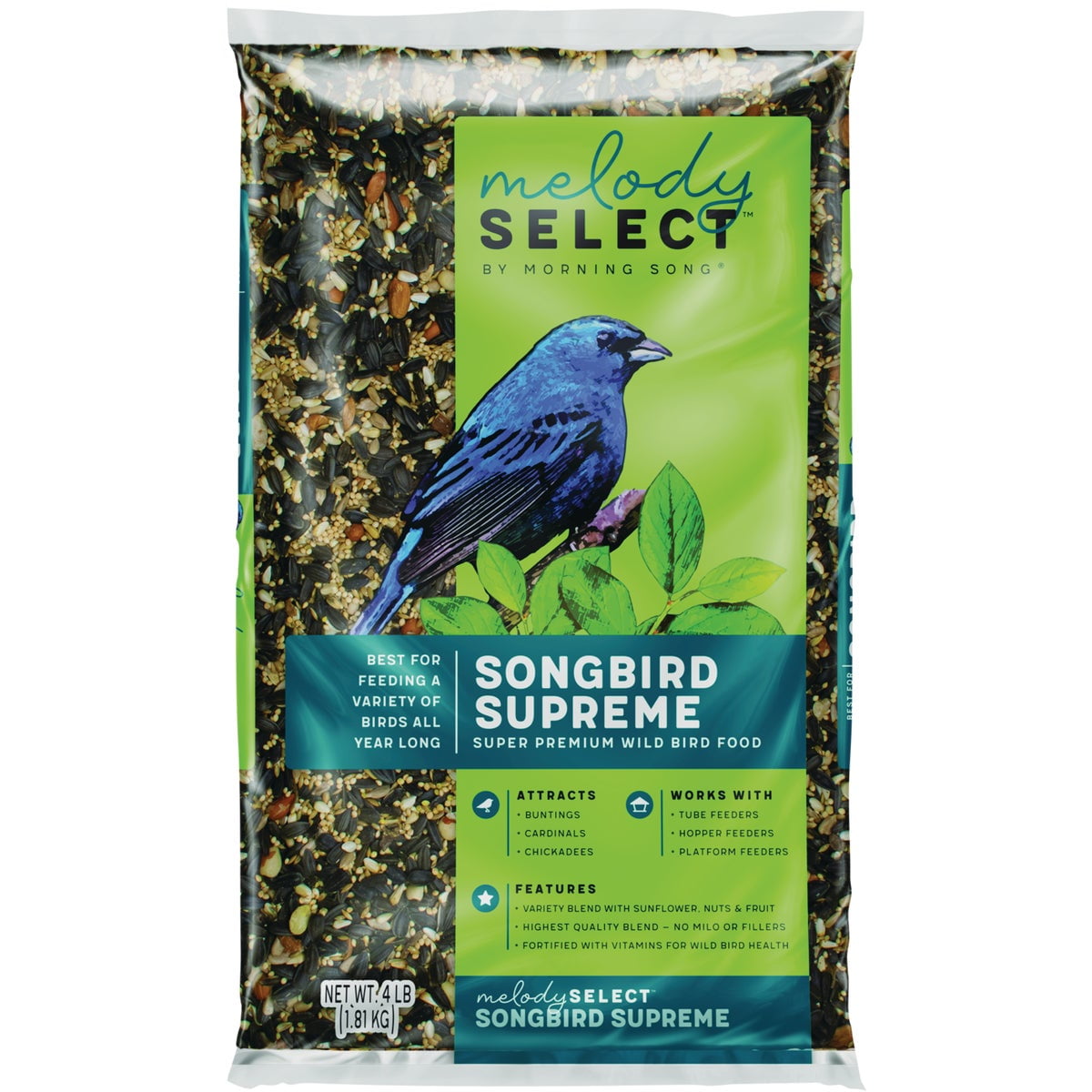 Morning Song 14061 Songbird Supreme Flavor Wild Bird Food, 4 Lb