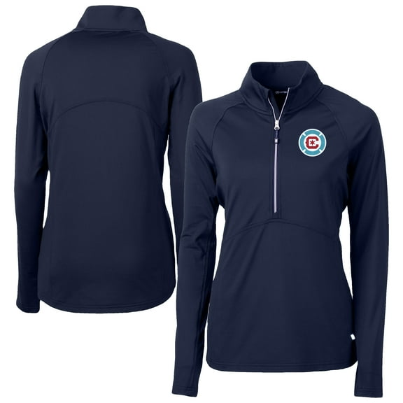 Women's Cutter & Buck  Navy Chicago Fire Adapt Eco Knit Stretch Recycled Half-Zip Top