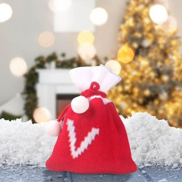 Xihbxyly Bolsas de Dulces Navideñas con Letras, Diseño de Punto Bordado, Decoración Navideña Personalizada, Adornos Versátiles para El Árbol, Porta Tarjetas de Regalo, Fáciles de Colgar, Decoración F