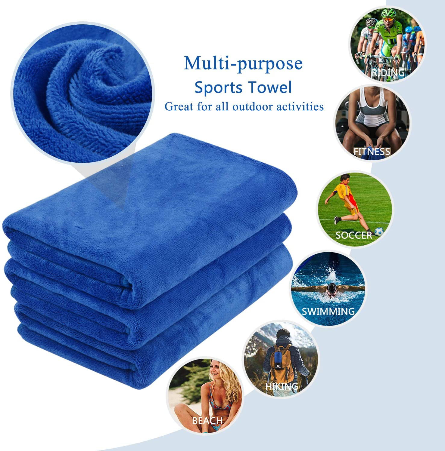 KinHwa Microfiber Fitness Gym Towel Fast Drying Workout Sweat Towels for Men and Women 3-Pack 16 inch X 31 inch 