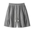 thumbnail image 4 of Ceisia Men Herringbone Wide Leg Shorts Elastic Drawstring Waist Soft Thick Loose Baggy Fit Daily Casual Home Lounge Short Pants Gifts for Father, 4 of 9