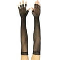 thumbnail image 6 of ToBeInStyle Womens Fishnet Lace Trim Full Arm Length Novelty Gloves Arm Warmers - Black, 6 of 6