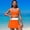 *Orange, variant on Women's Contrast Trim Tennis Outfit, 2-Piece Athletic Set with Square Neck Crop Top & Pleated Skort, Sportswear for Tennis Black,Women's Plus L
