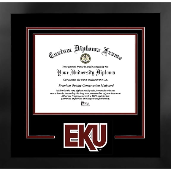 Eastern Kentucky University 11w x 8.5h Spirit Diploma Manhattan Black Frame with Bonus Campus Images Lithograph (value savings $59)
