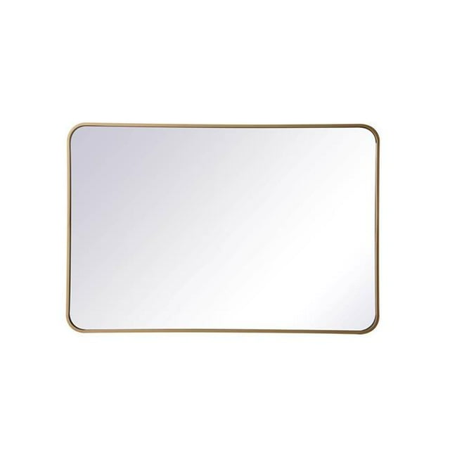 Elegant Lighting MR802740BR 27 x 40 in. Soft Corner Metal Rectangular Mirror, Brass