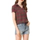 thumbnail image 4 of Camisas de cuadros para mujer INSPIRE CHIC con cuello de punta, blusas de algodón, XS, rojo y verde, 4 of 7