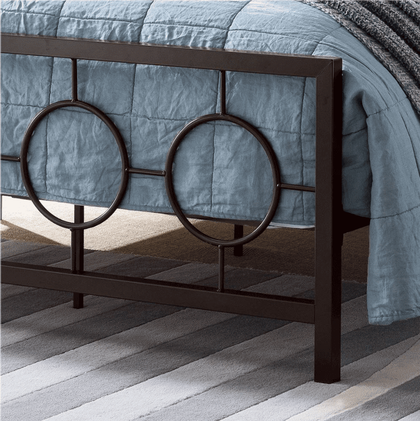 Noble House Ewelina Modern Queen-Size Iron Geometric Low-Profile Bed Frame, Hammered Copper