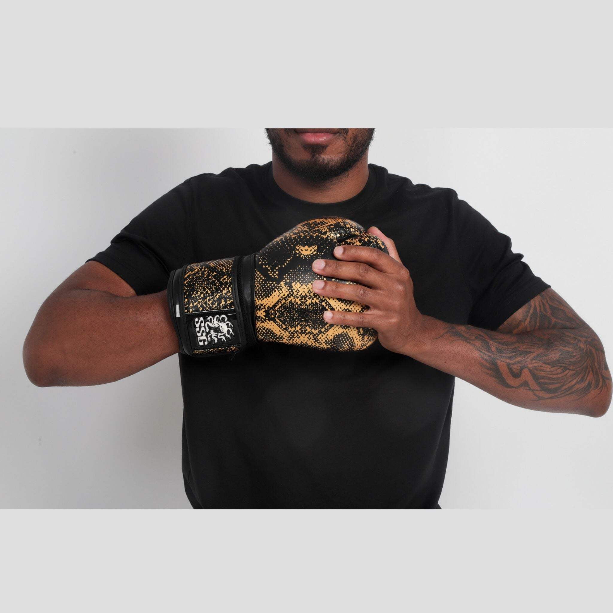 StoneStrikeGear Boxing Gloves – 12oz, Unisex, Synthetic Leather Training Gloves for Boxing, Sparring, & Bag Work – Midnight Strike Black/Gold