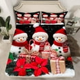 thumbnail image 2 of jejeloiu Funny Snowman Bed Sheets,Red Christmas Flower King Sheets,Xmas Candy Cane Sheet Set For Kids,Ultra Soft Home Decor,4pcs, 2 of 7