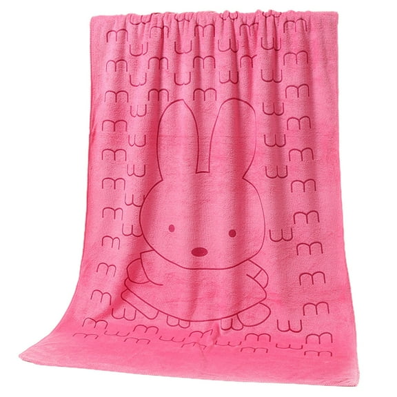 EazyTech Large Microfiber Bath Towels 28x55 Inch - Super Absorbent Cute Bunny Print Bath Towel Multi-Purpose for Beach, Swim, Yoga & Travel (Hot Pink)