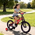 thumbnail image 3 of SUGIFT 18 Inch Kids Bike for Boys Girls Ages 6-9, Training Wheels, Handbrake and Bell, Red, 3 of 14