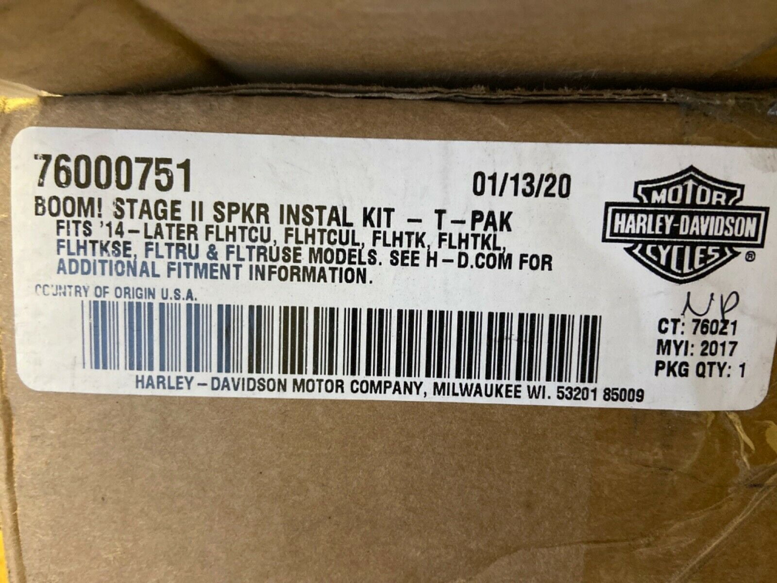 GENUINE HARLEY DAVIDSON Boom! Audio Stage II Tour-Pak Speaker Installation Kit