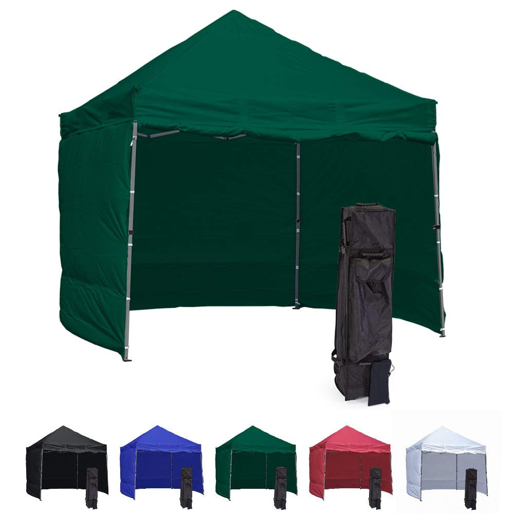 Green 10x10 Pop Up Canopy Tent With 4 Side Walls Compact Edition