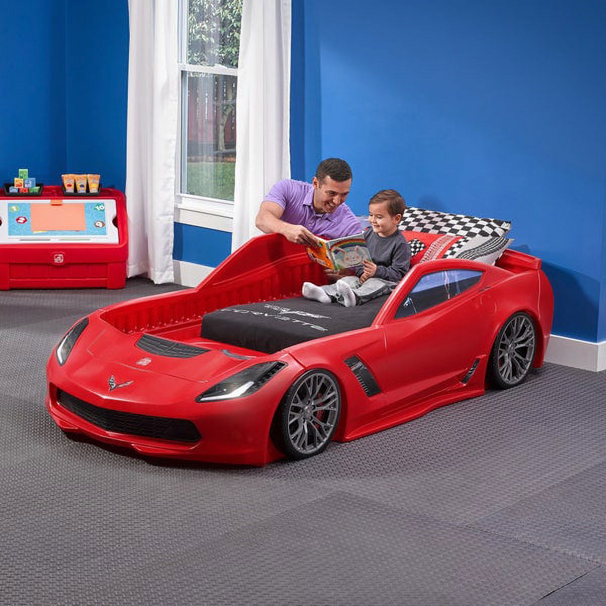 Step2 Corvette Convertible Toddler to Twin Bed with Lights, Red - image 3 of 5