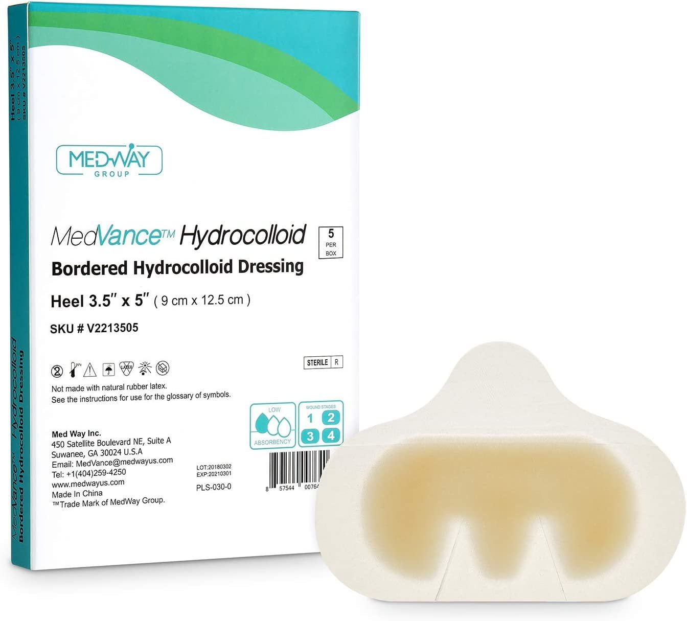 MedVance TM Hydrocolloid Bordered Hydrocolloid Adhesive Dressing, Heel/Elbow, 3.5"x5", Box of