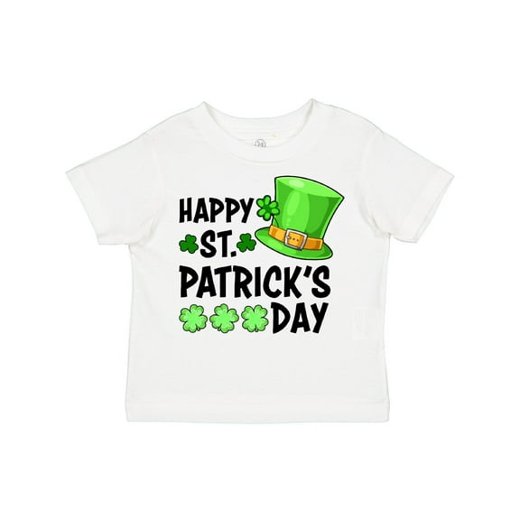 Inktastic Happy St. Patrick's Day Green Hat and Clovers Boys or Girls Toddler T-Shirt