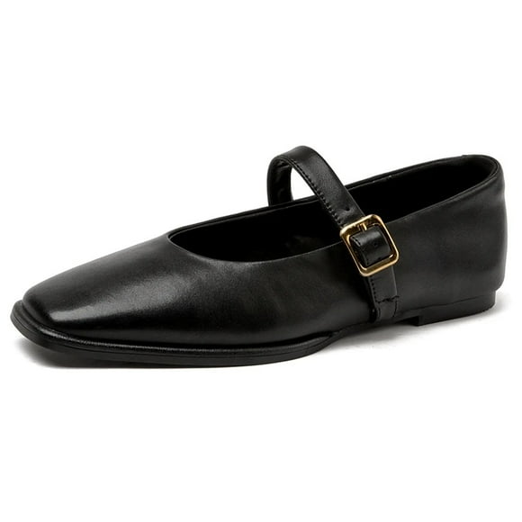AIYUQI Mary Jane Shoes Female Genuine Leather 2024 New Snap Ballet Shoes Women Square Toe Flat Cowhide Ladies Shoes LS