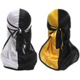 thumbnail image 1 of Gorro pirata sedoso con ondas de 360 grados, de dos tonos, con cola larga y tirantes anchos, para hombre y mujer, 2 unidades, 1 of 5