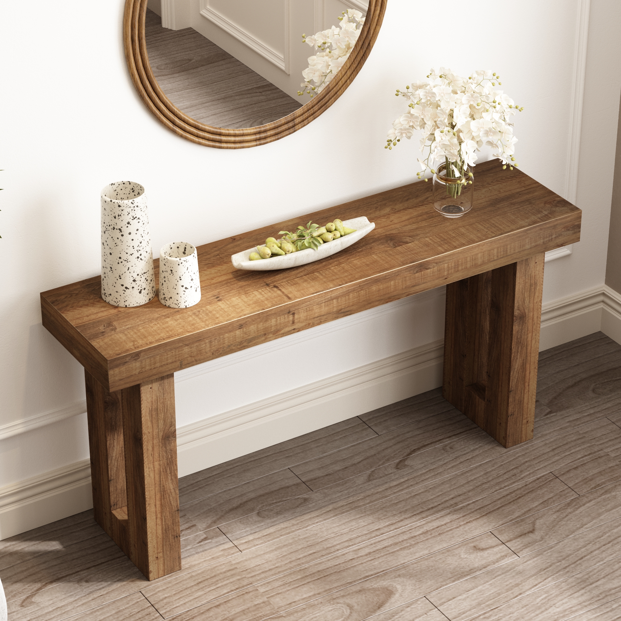 59'' Farmhouse Narrow Entryway Table, Long Wood Console Table, Sofa Table Behind the Couch for Living Room Hallway Entrance