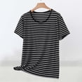 thumbnail image 4 of Jalioing Short Sleeve Summer Tops Womens Round Neck Striped Tee Shirt Fashion Casual Blouses Comfy Loose Clothes, 4 of 5