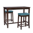 thumbnail image 3 of Linon Claridge 3-Piece Counter Height Tavern Set, Brown with Blue Faux Leather, 3 of 14