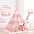 thumbnail image 3 of Tent for Kids, Pink Strip Outdoor Indoor Indian Playhouse Toy Teepee for Girls, Birthday Gift Portable Children Sleeping Dome Play Tent for Boys, Princess Castle Play House for Child, 3 of 7
