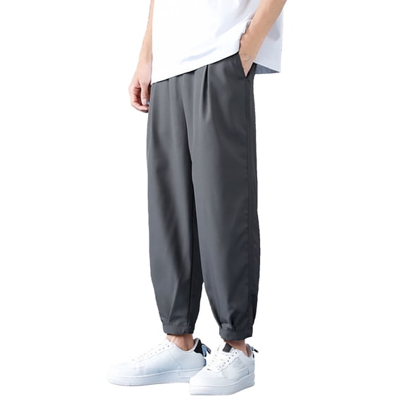 XINPING Big Mens Pants Casual Loose Travel Casual Pants Stretch Waist -Resistant Flat-Front Chino Pant