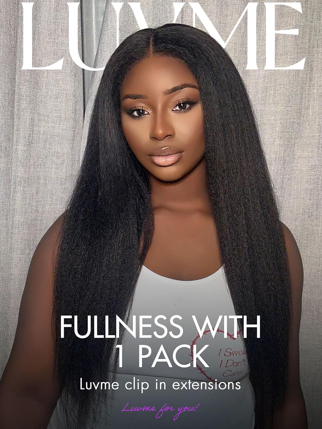 LUVME HAIR Hair 22" Clip ins Extensions Real Human Hair Fullness Kinky-straigh for Women