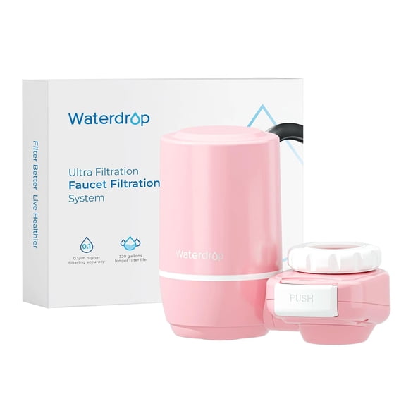 Restored Waterdrop Sink Filter Water Faucet for Skin Care, Bathroom Faucet Filter, 1 Filter Pink (Refurbished)