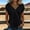 Black, variant on White Womens Casual Boho Blouse 100% Cotton Wrap V Neck Rolled Short Sleeve Loose Fit Top,Size M