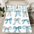 thumbnail image 2 of Manfei Girly Blue Bowknot Queen Sheet Sets for Kids, Love Heart Flat Sheet, Princess Cartoon Theme Queen Fitted Sheet, Breathable Home Decor, 4pcs, 2 of 7
