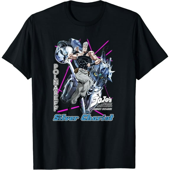 JoJo's Bizarre Adventure Polnareff Silver Chariot Anime T-Shirt Short Sleeve Crew Neck Soft Fitted Tees T-Shirt