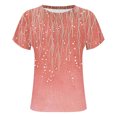 thumbnail image 5 of Summer Plus Size Tops for Womens 2025 Fashion Casual Short Sleeve Round Neck Print Ladies Blouse Gifts for Womens, 5 of 6